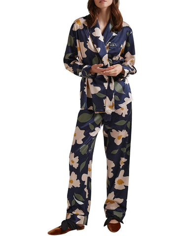 Modern Floral Silk Pajama Set