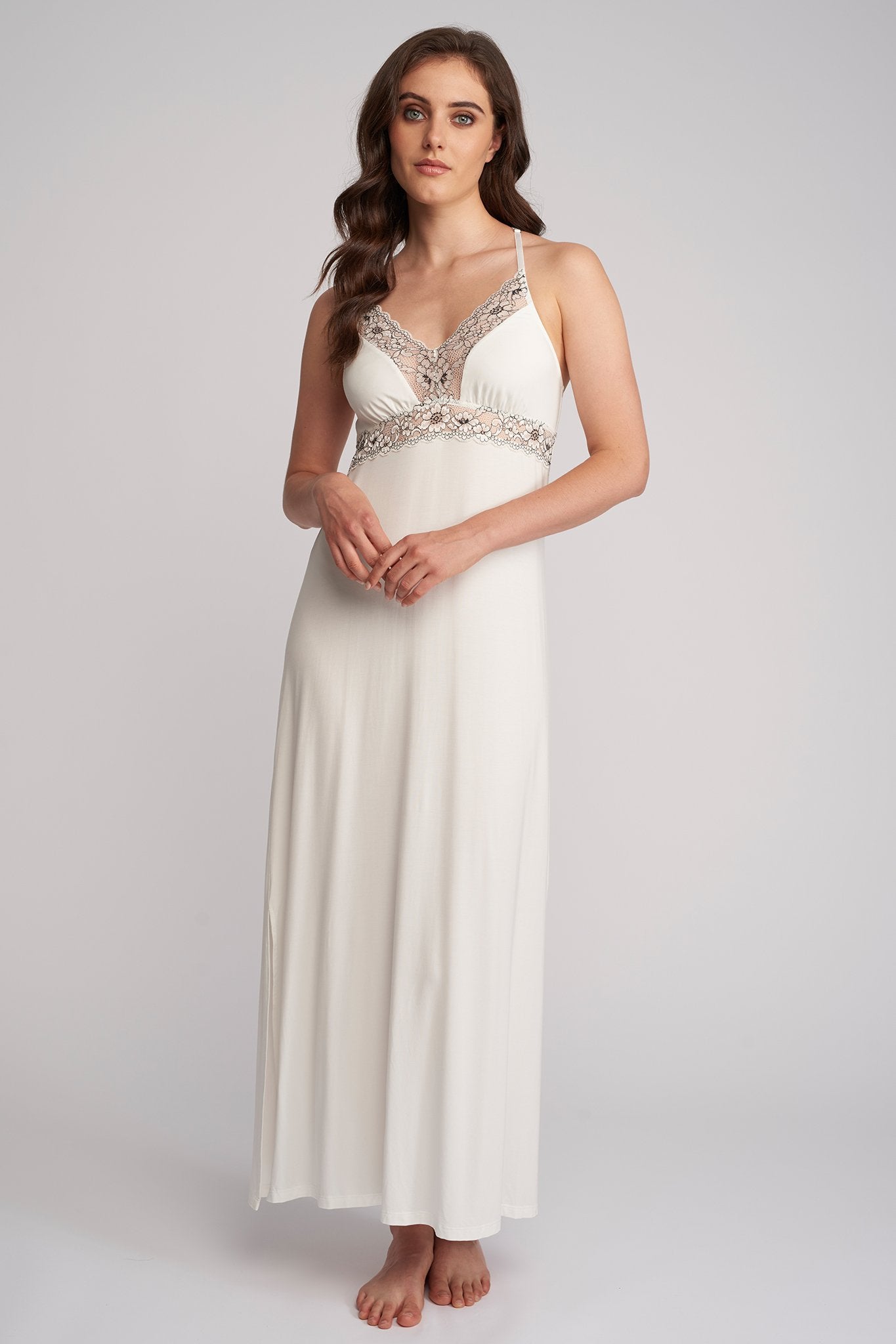 Bridal Lace Long Gown with Silk Detail